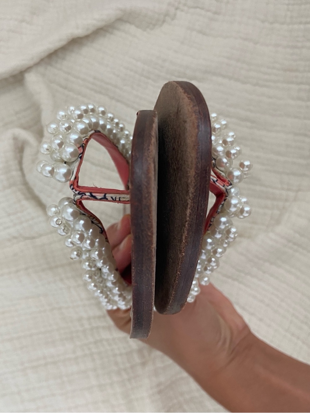 Tori‎ Burch tatiana thong sandals with pearls size 9 - Picture 4 of 6